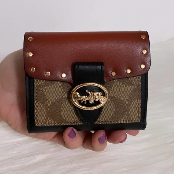 Coach Handbags - New Coach Georgie Small Wallet in Colorblock Signature Canvas with Rivets